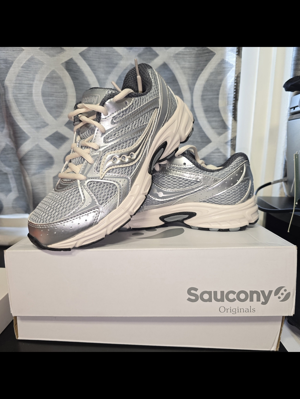 Saucony Women's Silver Mesh Running Sneakers